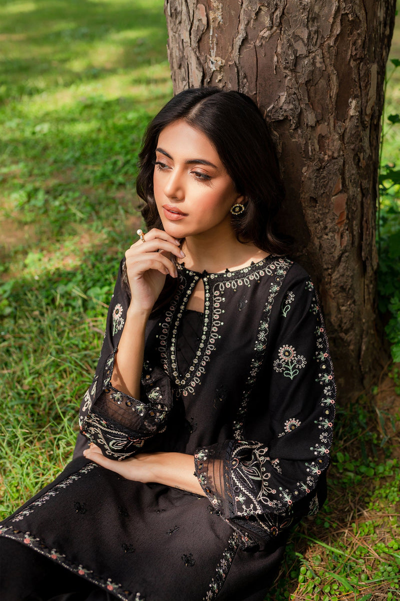 Black embroidered women dress