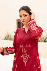 Gharsiah maroon embroidered 2Pc dress for women 