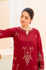 Gharsiah maroon embroidered 2Pc dress for women 