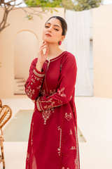 Gharsiah maroon embroidered 2Pc dress for women 