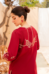 Gharsiah maroon embroidered 2Pc dress for women 