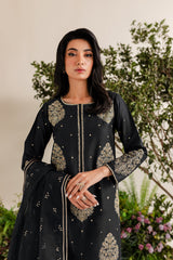 IMPERIAL BLACK EMBROIDERED 3PC Winter Dress FLAT 60%OFF