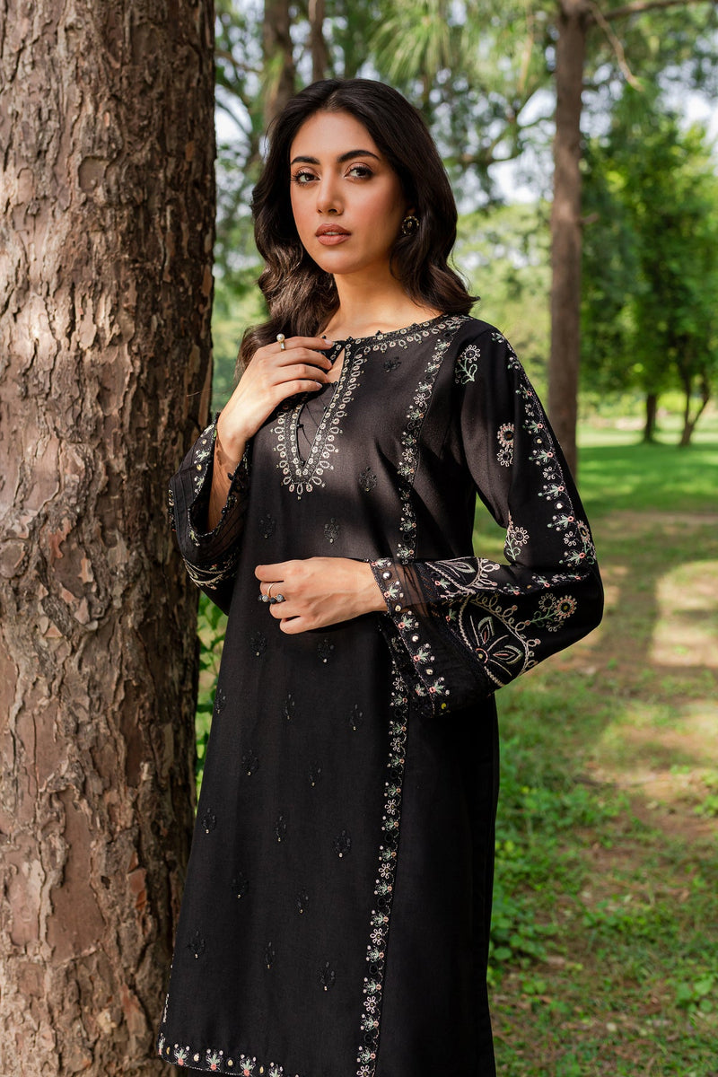 Black embroidered women dress