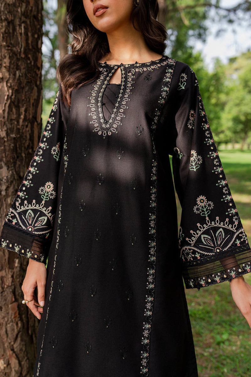 Black embroidered women dress