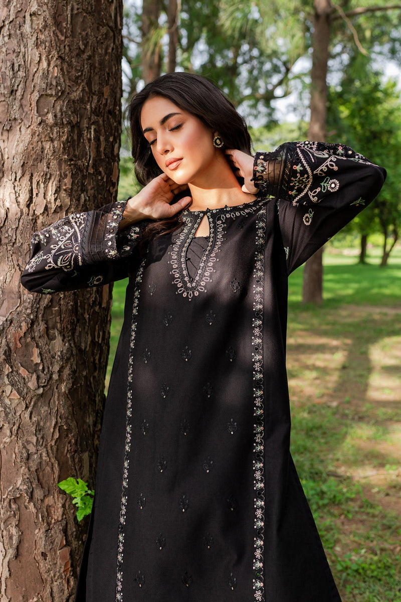 Black embroidered women dress