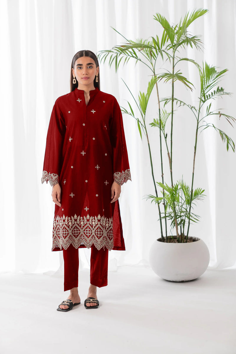 Deep Sea Maroon 2Pc winter Embroidered 50% Off