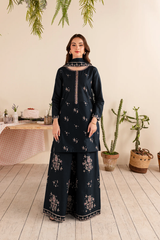 Black Albus Percival 3Pc - Embroidered Cotton Dress