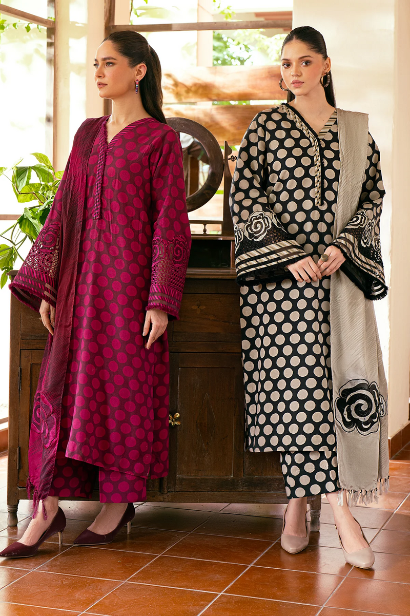 Baraka 3Pc Printed & Embroidered winter dress