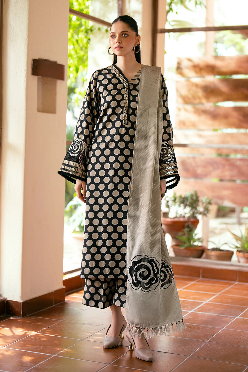 Baraka 3Pc Printed & Embroidered winter dress