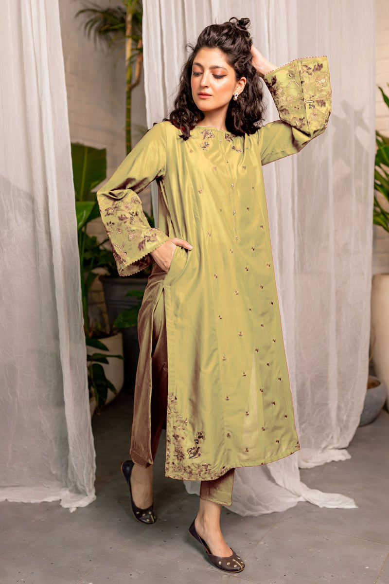 Afeefa Gold 2Pc Winter Dress Flat 60% OFF