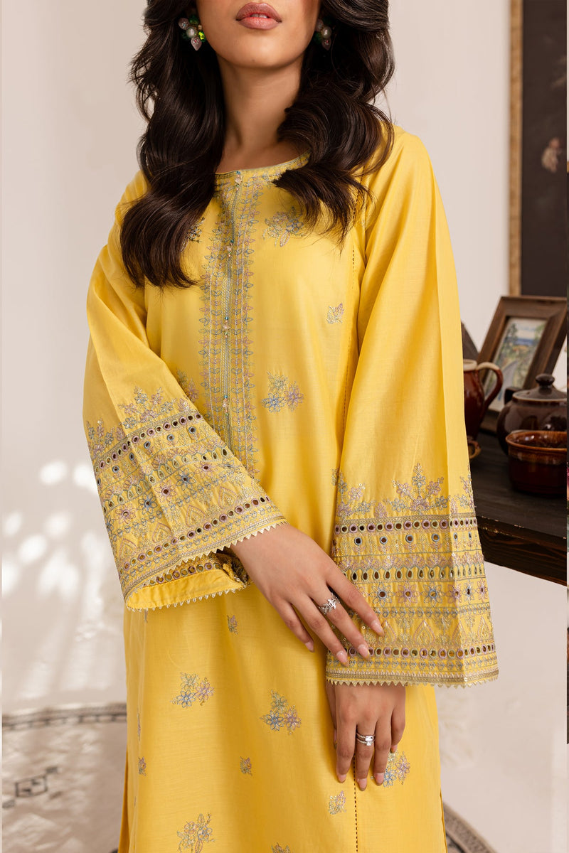 yelow Diyar 2Pc - Embroidered Cotton Dress