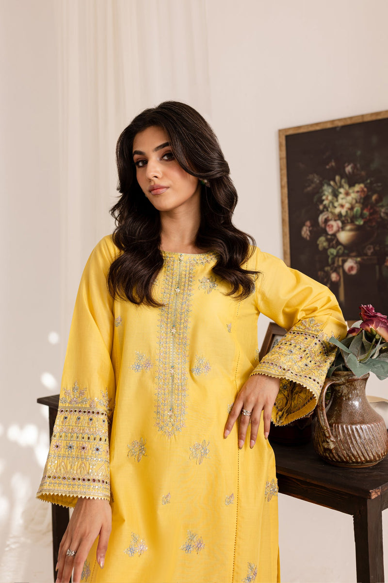 yelow Diyar 2Pc - Embroidered Cotton Dress