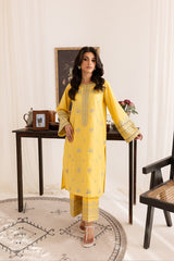 yelow Diyar 2Pc - Embroidered Cotton Dress