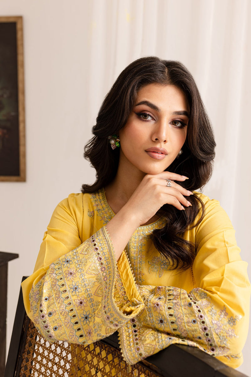 yelow Diyar 2Pc - Embroidered Cotton Dress