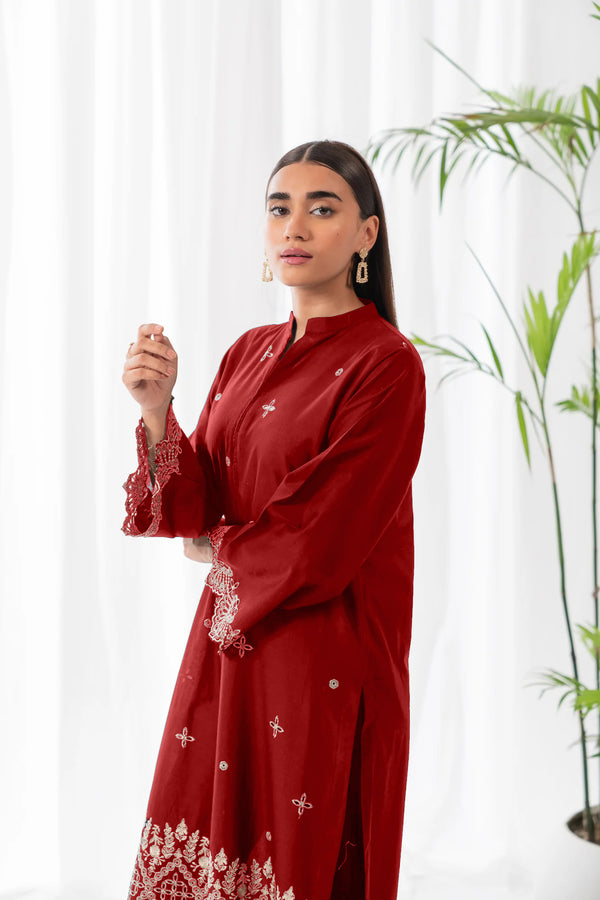 Deep Sea Maroon 2Pc winter Embroidered 50% Off