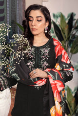 Mahpara Black 3 Pc Embroidered Dhanak(winter) Dress