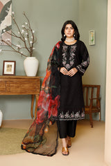 BLACK CHICKEN KARI 3PC EMBROIDERED WINTER DRESS 60% OFF