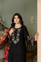 BLACK CHICKEN KARI 3PC EMBROIDERED WINTER DRESS 60% OFF