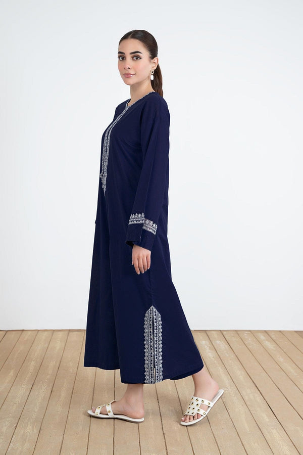 navy blue cotton long shirt dress