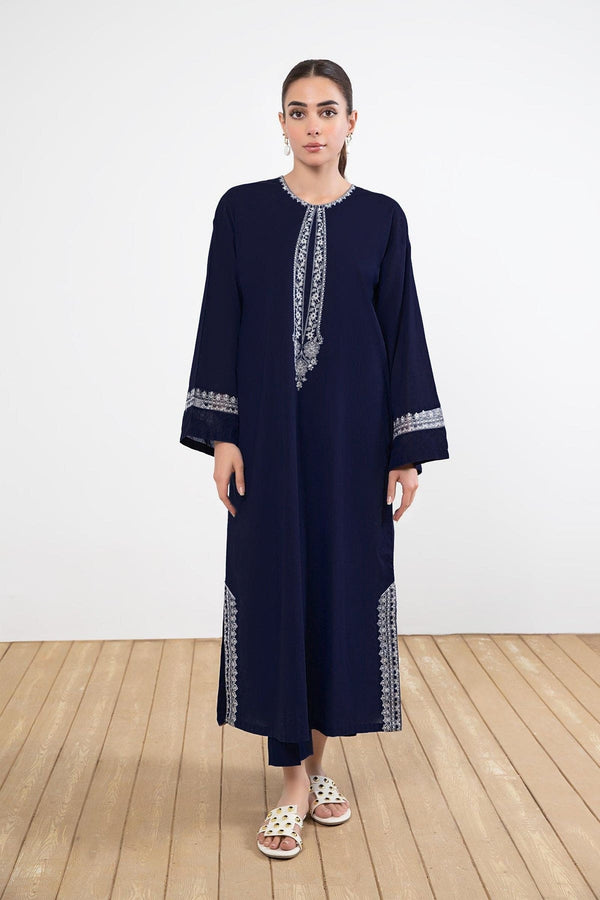 navy blue cotton long shirt dress