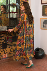 Hania 3Pc Digital Printed with embroidered neck in multi color frock