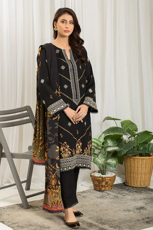 Mehak 3Pc with Wool Shawl  Embroidered winter Dress