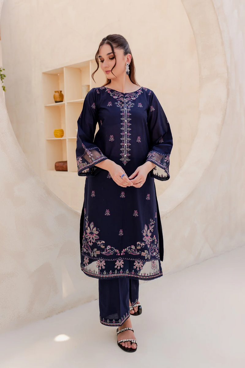 blue embroidered dresses for women