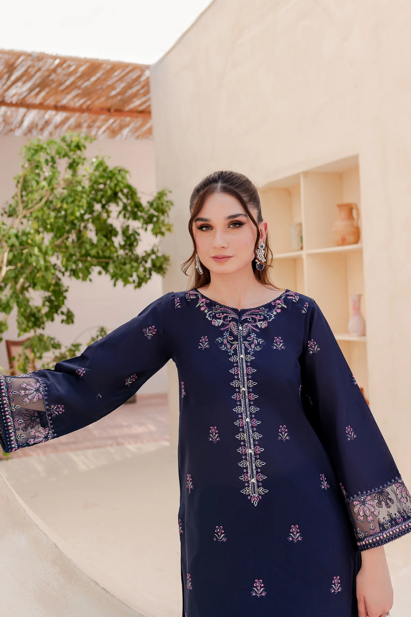 blue embroidered dresses for women