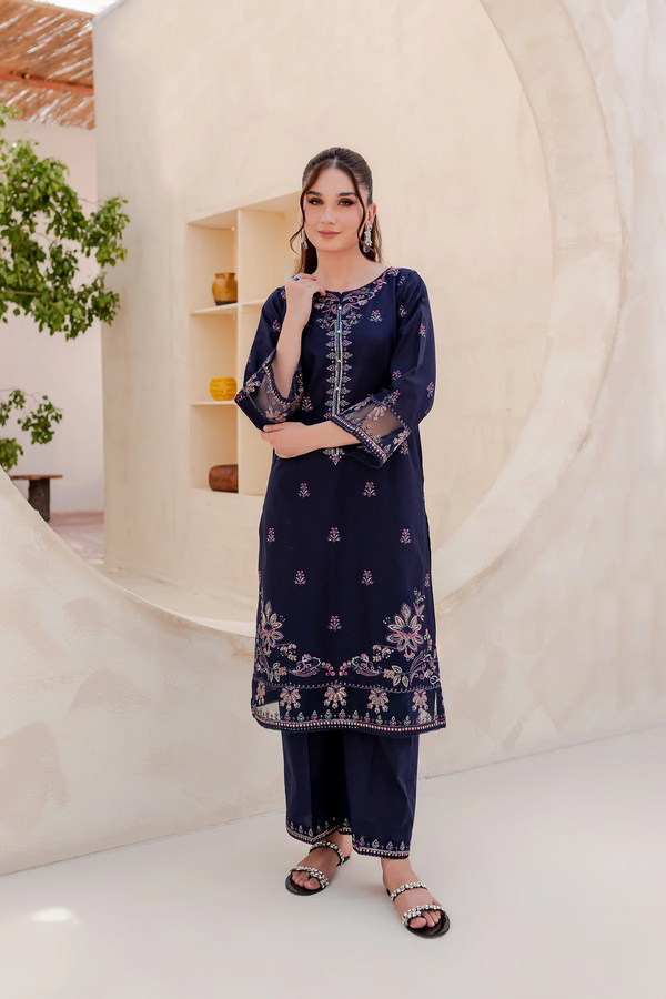 blue embroidered dresses for women